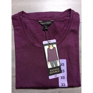 Banana Republic Ladies' Long Sleeve Scoop Neck Top Shirt Purple XSmall PurpleNWT